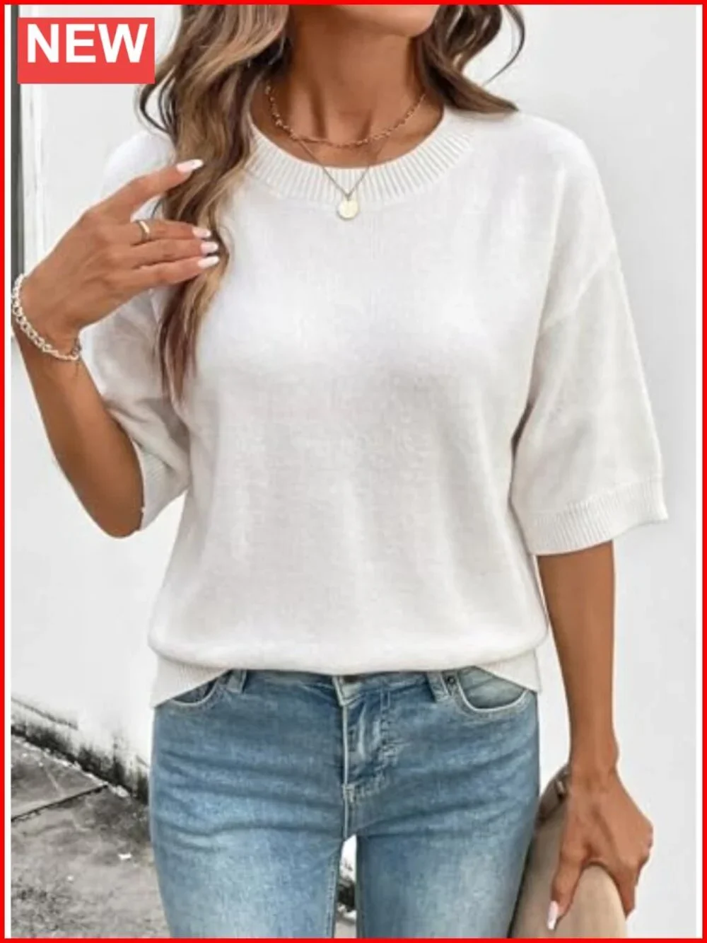 Dokotoo Womens Cotton Knit Short Sleeve Sweater Summer Top
